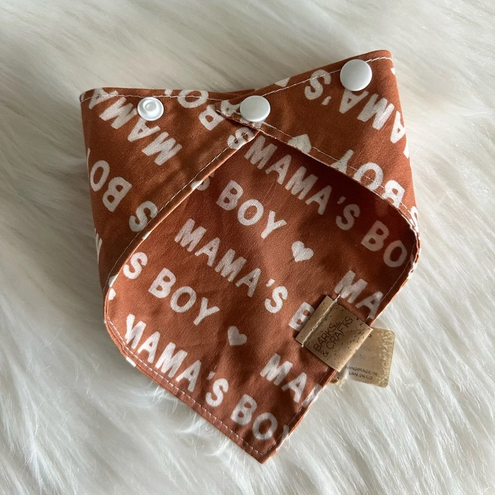 NWT Dog Bandana Brown/ white Male Dog 'Mama's Boy' Small Dogs Bandana Size XS